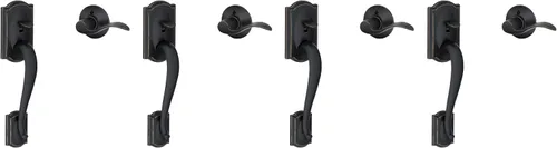 Vista 19 de SCHLAGE FE285 622 Acc CAM LH Juego de Manijas Mitad Inferior, Moldura Interior Camelot, Negro Mate