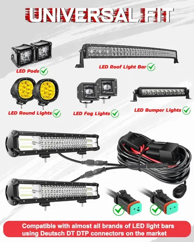 Vista 6 de 2 adaptadores de arnés de cableado Deutsch DT DTP, conectores divisores, conectores DT impermeables de 2 pines para barra de luz LED, luces