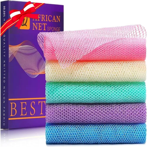 Vista 14 de UJFQBH African Net Sponge Authenti, exfoliante corporal para espalda y zonas de difícil acceso, exfoliante diario suave para limpieza profunda Gris