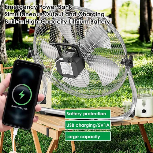 Vista 4 de Ventilador solar para exteriores, ventilador solar de piso portátil