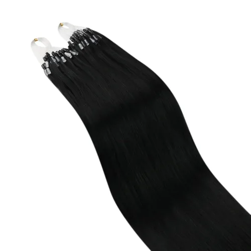 Vista 8 de Ugeat - Extensiones de cabello humano con microanillo, 14 pulgadas, extensiones de cabello Remy con microcuentas de 1 gm/hebra, 50 gms, extensiones