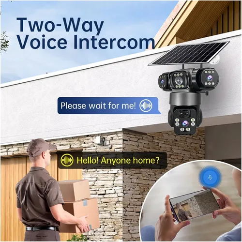 Vista 7 de Cámara de seguridad para exteriores PTZ solar de triple lente Cámara 4G de 12MP Añadir 32G