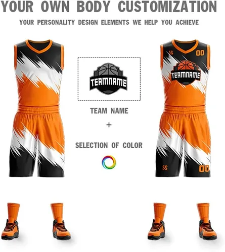 Vista 3 de Kit de jersey de baloncesto con degradado personalizado, nombre y número de equipo, uniformes deportivos personalizados para hombresjóvenes