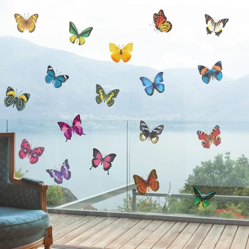 Vista 7 de Outus 40 calcomanías de mariposa para ventana de vidrio, mariposas, adhesivos anticolisión, decoración de primavera para evitar que personas