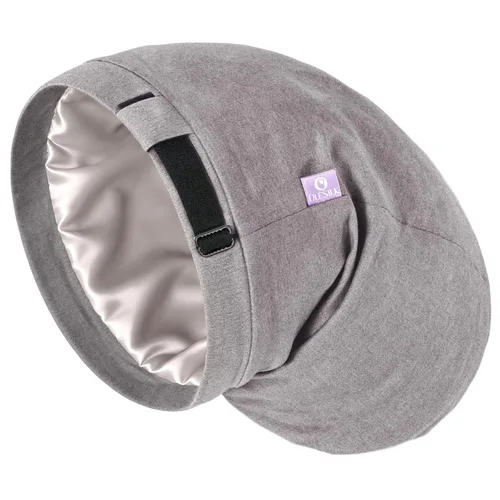 Vista 9 de OLESILK Gorro de seda para cabello rizado, gorro de seda para dormir, unisex, mediano, negro