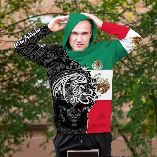 Vista 6 de Sudaderas con capucha mexicanas mexicanas aztecas mexicanas con estampado 3D casual