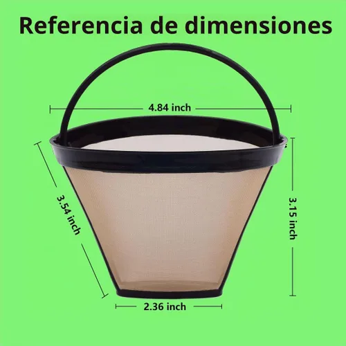 Vista 3 de Filtros de café reutilizables de cono #4 de cesta de repuesto para máquinas de café Cuisinart (2 filtros reutilizables)