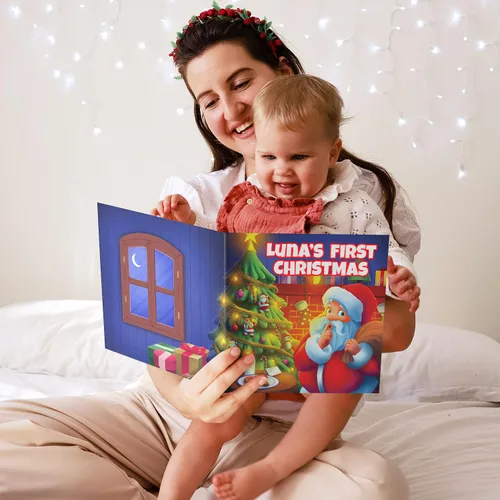 Vista 5 de Libro de cuentos personalizado de Dinkleboo - "First Christmas" - para niños de 0 a 8 años de edad - Una historia sobre la primera Navidad de tu