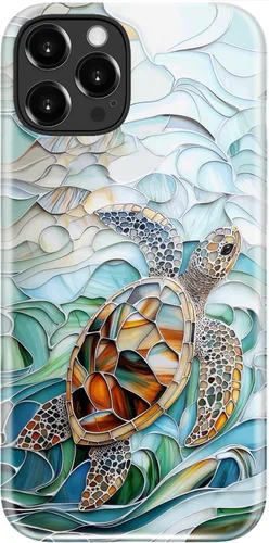 Vista 88 de LUMARKE Funda para iPhone 14/iPhone 13, lindo Y2K floral, carga inalámbrica Mosaico Tortuga Shell