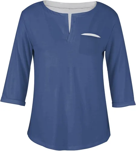 Vista 3 de Workout Tops for Women Printed Plus Size Pullover Tops Scoop Neck 34 Sleeve Outfit Casual Loose T Shirts