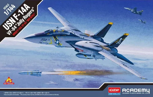 Vista 2 de Academy 120116 492626 1/144 USN F-14A Vf-84 Jolly Rogers, multicolor