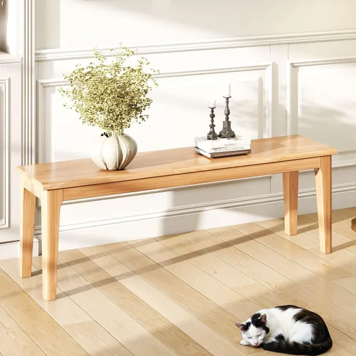 Vista 20 de Banco de comedor de 39.4 pulgadas de madera de roble macizo, banco de entrada para sala de estar, dormitorio, cocina (negro)