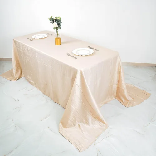 Vista 2 de Mantel rectangular de tafetán arrugado de acordeón de 90 x 132 pulgadas, manteles de boda, manteles de mesa, decoración de eventos, manteles