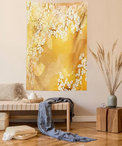 Vista 152 de Ambesonne Tapiz de hongos, atmósfera psicodélica, escena astral estrellada con motivos orientales trippy, decoración de tela para colgar en la pared