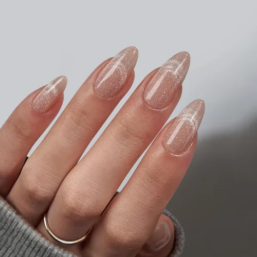 Vista 44 de BTArtbox - Uñas a presión, color crema de vainilla, cuadrado corto, melocotón degradado, 32 unidades 2+ Weeks Wear, Salon-Quality Natural Nails