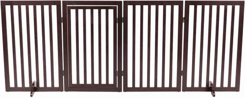 Vista 6 de TRIXIE Puerta independiente para perros de 4 paneles con puerta pequeña para mascotas, puerta plegable para mascotas, ajustable de 23.6 a 63