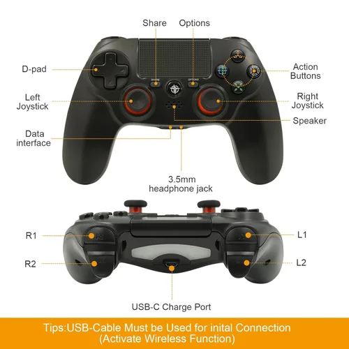 Vista 7 de citnh 2 Pack Wireless Controller for PS4，Compatible with PS4/Slim/Pro/PC，Double Shock 6-Axis Motion Sensor，Built-in Speaker &