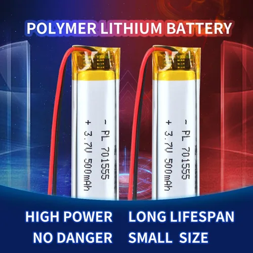 Vista 4 de 3.7V 500mAh Batería de Polímero de Iones de Litio Recargable Li-ion Li-Po con Conector de 2P PH 2.0mm de Pitch