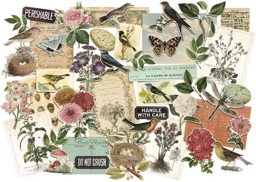 Vista 4 de Tim Holtz Idea-Ology 2023 Paleta Ephemera Pack y capas orgánicas - Paquete de 2 artículos