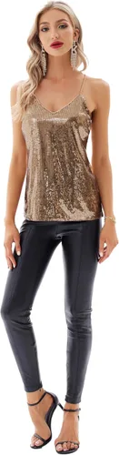 Vista 6 de GRACE KARIN - Camiseta brillante sin mangas con lentejuelas para mujer
