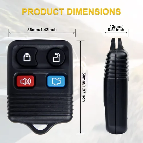 Vista 10 de Recambio de control remoto para entrada sin llave, compatible con Escape, Focus, Fusion, Mustang, Taurus, Explorer, Lincoln, Mercury Llavero