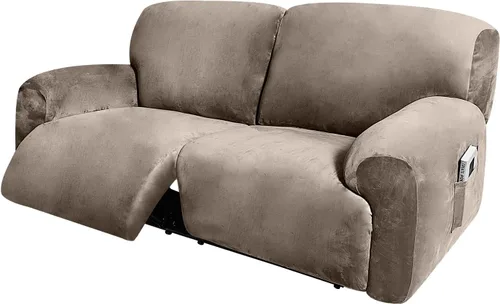 Vista 10 de ULTICOR Funda para sofá biplaza reclinable, extra ancha de 70 a 92 pulgadas, fundas de sofá reclinable elásticas de terciopelo de 6 piezas, funda