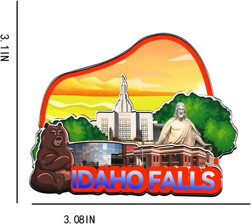 Vista 3 de Imán de Idaho Falls Idaho USA para nevera de madera 3D, monumentos de viaje, coleccionables, recuerdos, decoración hecha a mano -1508