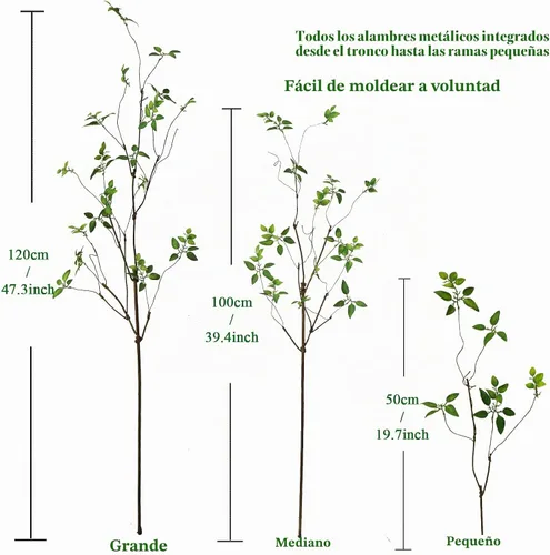 Vista 3 de 3 ramas de árbol de imitación para jarrones, hojas de tallos de otoño (verde)