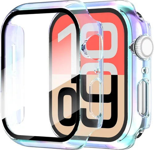 Vista 24 de Diruite Juego de 2 fundas para Apple Watch Series 3/2/1 de 38mm, protector de pantalla de vidrio templado ultradelgado de todo alrededor para iWatch