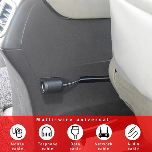 Vista 4 de Augeny 4 piezas de funda de cable oculta autoadhesiva para coche, protector de cable de tubo oculto, organizador de cable con división automática