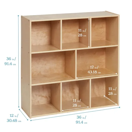 Vista 3 de ECR4Kids Streamline - Armario de almacenamiento de 8 compartimentos, 36 pulgadas, muebles de aula, natural