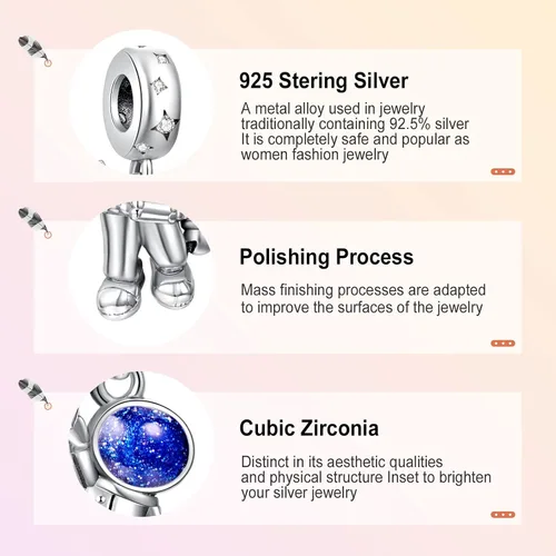 Vista 4 de Annmors Snowflake Charms for Woman-925 Sterling Silver Dangle Pendant Cubic Zirconia BeadGirl Jewelry Beads Gifts for Women BraceletNecklace