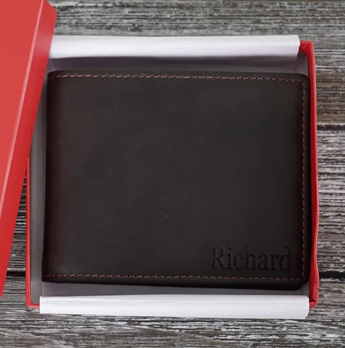 Vista 3 de Carteras personalizadas para hombres regalos personalizados para hombres cartera personalizada para hombres cuero de grano completo grabado