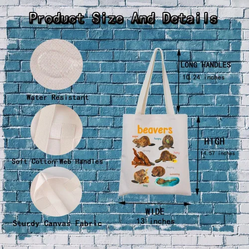 Vista 3 de MNIGIU Bolsa de mano de castor - Regalo para amantes de los animales