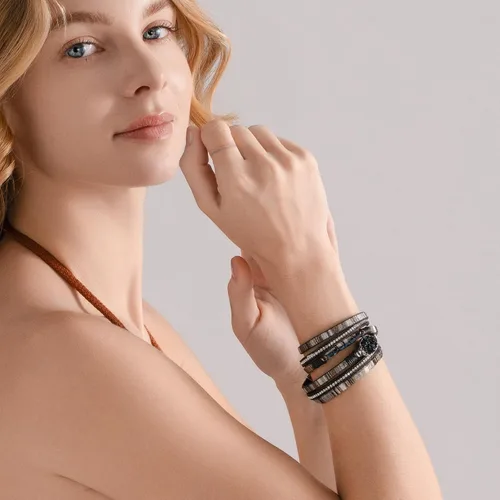 Vista 171 de FANCY SHINY - Pulsera de cuero estilo bohemio, pulsera de cuentas de cristal con cierre magnético, regalos de joyería para mujer