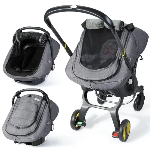 Vista 8 de IvyWind Funda de asiento de automóvil de invierno para bebé, funda universal para asiento de automóvil para bebés con ventana de malla transpirable