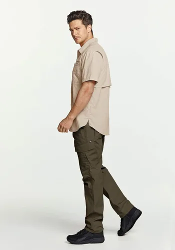 Vista 6 de TSLA Camisa de pesca de alto rendimiento para hombre, camisa transpirable con botones UPF 50+, camisa de manga corta para recreación al aire libre