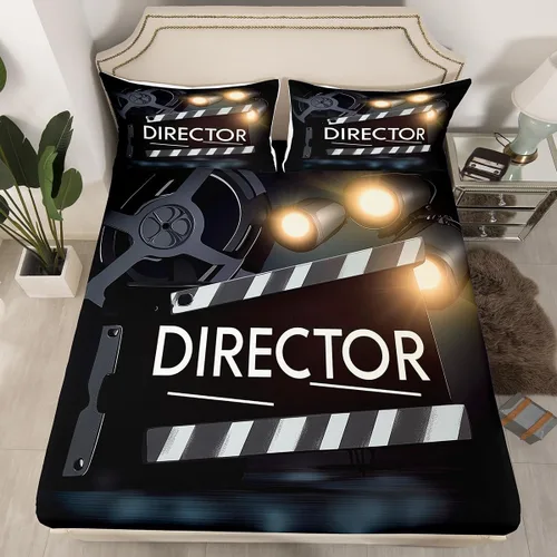 Vista 14 de Sábana bajera ajustable de cine tamaño individual, sábanas vintage para niños, niñas y adultos, juego de ropa de cama de palomitas de maíz
