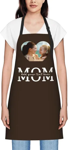 Vista 23 de Delantales personalizados para mujer, diseño de delantal de chef ajustable con nombre, textos, fotos, flores, regalos para el día de la madre