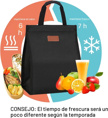 Vista 4 de Bolsas de almuerzo para mujer, aisladas, reutilizables, con bolsillo interno, bolsa de almuerzo para adultos para el trabajo