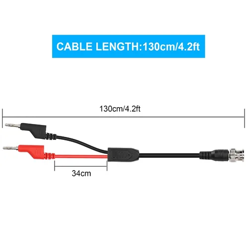 Vista 6 de Cable coaxial de la ventaja de la ventaja de la prueba del enchufe del plátano dual apilable del varón de 4.2Ft BNC para el osciloscopio