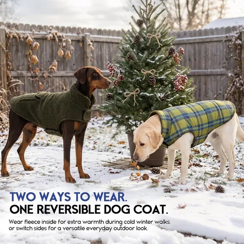 Vista 8 de ASENKU Dog Winter Coat, Reversible Dog Jacket for Small Medium Large Dogs Army Green