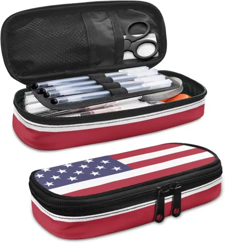 Vista 5 de Renewold Estuche para lápices con estampado de bandera estadounidense, para adultos, niños, adolescentes, bolsa para lápices, oficina, universidad