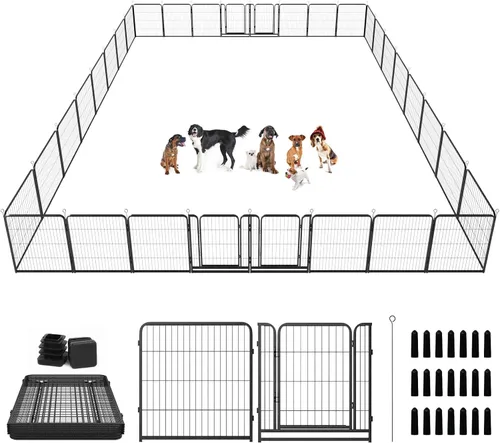 Vista 19 de Kfvigoho Corralito para perros para exteriores, extra ancho, 12 paneles de valla resistente para perros, 32 pulgadas de altura, antioxidante
