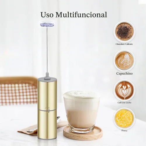 Vista 5 de Espumador de café a batería de ELMWAY, batidor eléctrico de acero inoxidable, mini espumador de leche con mango para café, café con leche, matcha