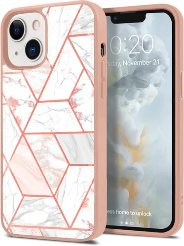 Vista 14 de CASEOWL Camellia - Funda de piel vegana en relieve compatible con iPhone 13, magnética, desmontable, delgada, funda protectora de TPU para iPhone