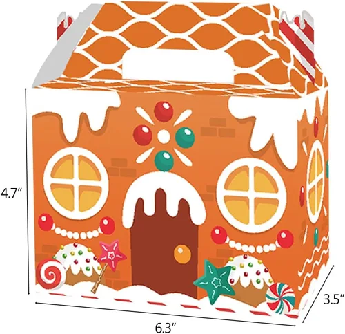 Vista 2 de Paquete de 24 cajas de regalo de fiesta de Navidad, 3D de pan de jengibre con impresión de Navidad para la casa, cajas de regalo para Navidad