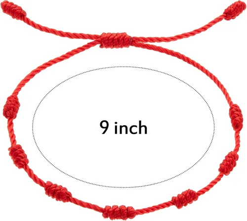 Vista 2 de WILLBOND 6 pulseras de cuerda roja, pulsera de cordón rojo, ajustable, kabbalah, nudo rojo, amuleto para protección, mal de ojo y buena suerte