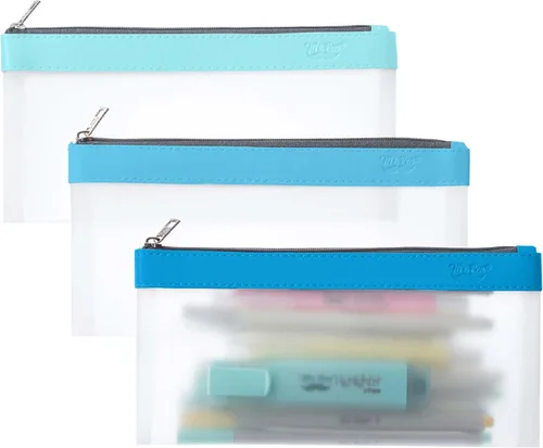 Vista 23 de Mr. Pen - Estuche transparente para lápices, paquete de 3, estuche transparente para lápices, bolsas para lápices