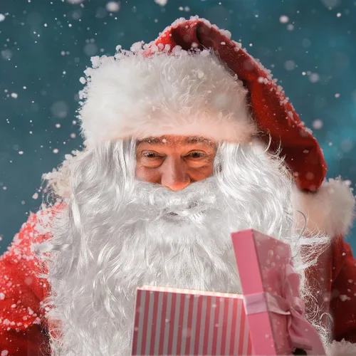 Vista 3 de WINOMO Conjunto de peluca y barba de Papá Noel, peluca de Navidad, disfraz blanco